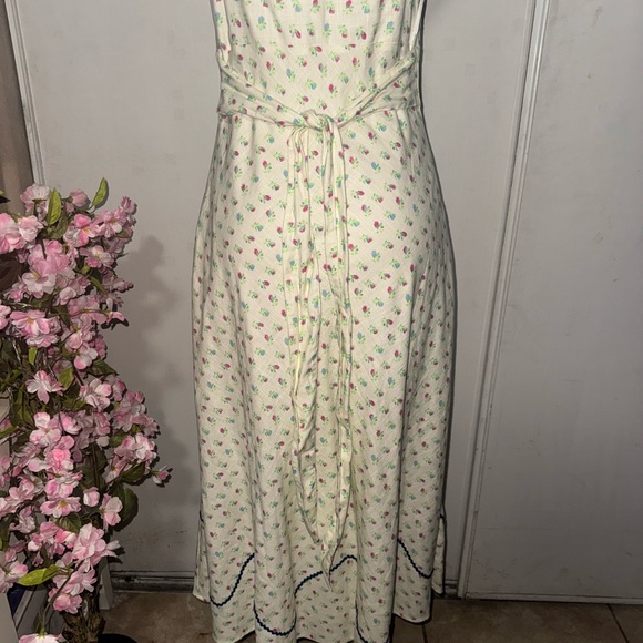 Free People Cream Floral Midi Dress with Blue Details - Picture 12 of 13
